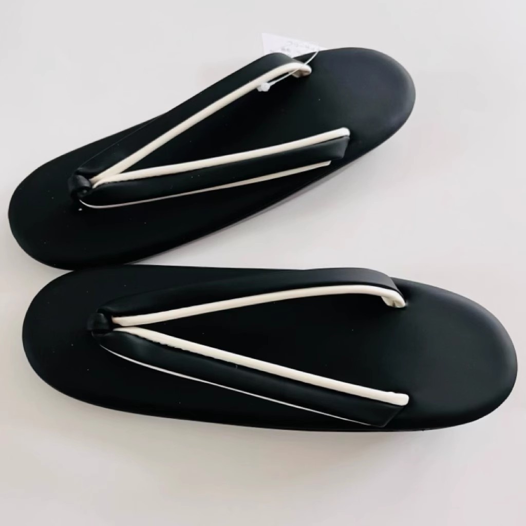 Geta Wooden Sandal - 日本人女性下駄サンダル PU ソフトソールコンフォートフリップフロップ軽量木製下駄グラデーションデザイン夏のビーチスリッパ