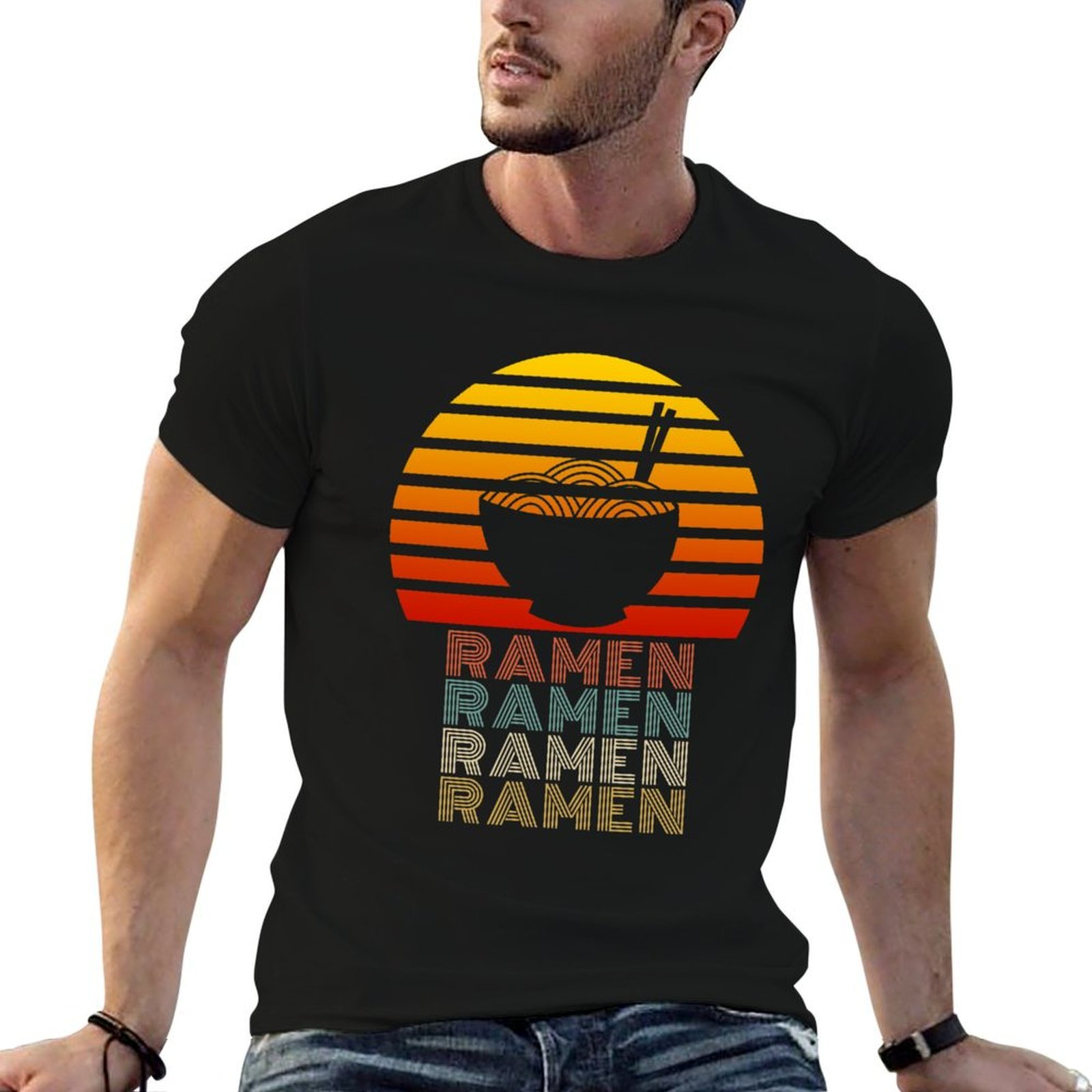 Japanese Man Lifestyle - ラーメンライフ日本の麺愛好家ヴィンテージレトロスタイルTシャツカジュアルライトサマー半袖トップス