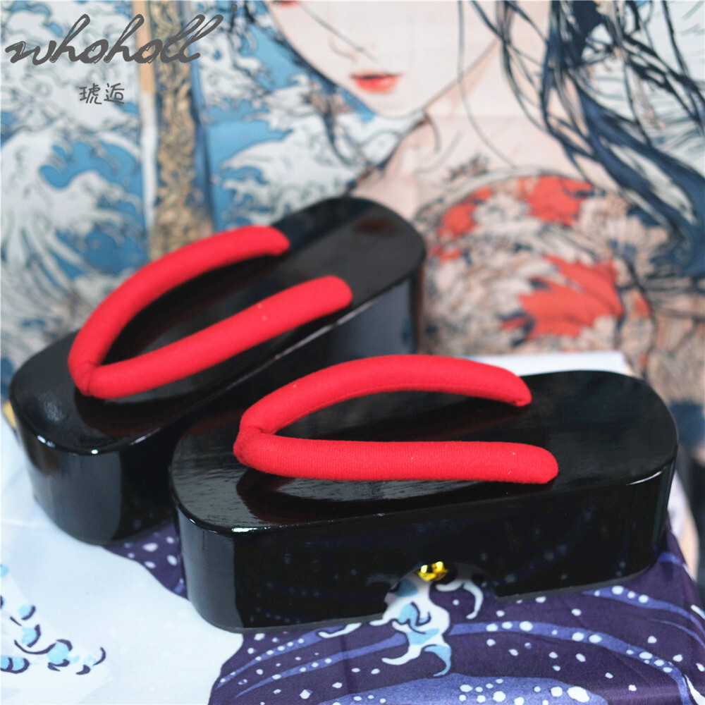 Geta Wooden Sandal - 夏の女性のフリップフロップ日本の芸者ベル下駄下駄漫画コスプレ衣装靴厚底プラットフォームサンダルスリッパ