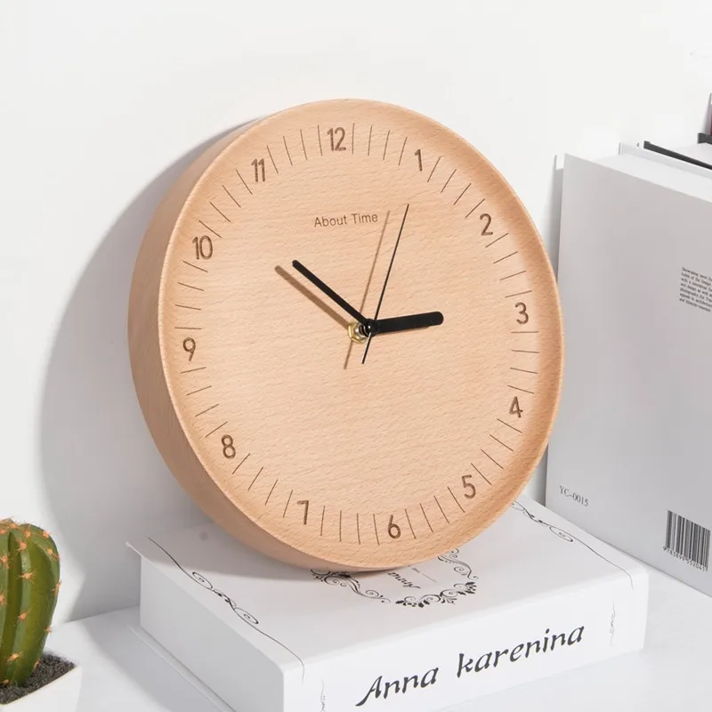 Japanese Minimalist Lifestyle - 和風の木目調壁掛け時計 イタリアンミニマリストデザイン リビングルーム用壁掛け時計 レトロな高級ホームデコレーション Duvar Saati