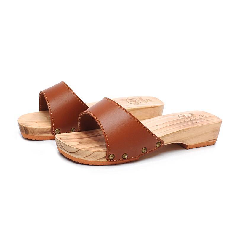 Geta Wooden Sandal - 女性用木製スリッパ 夏用 日本製木製下駄 女性用フラットクロッグ 厚底サンダル