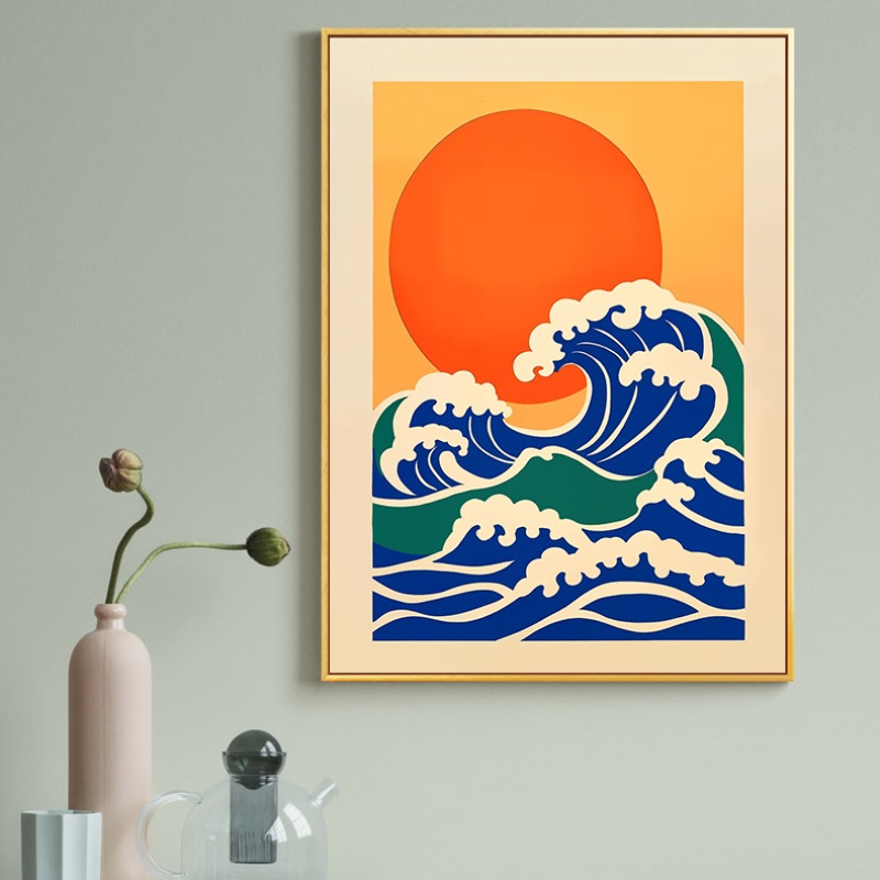 レトロな日本のイラスト キャンバスプリント ドラゴン鯉 鶴  - Japanese Lifestyle Gifts のレビューと価格