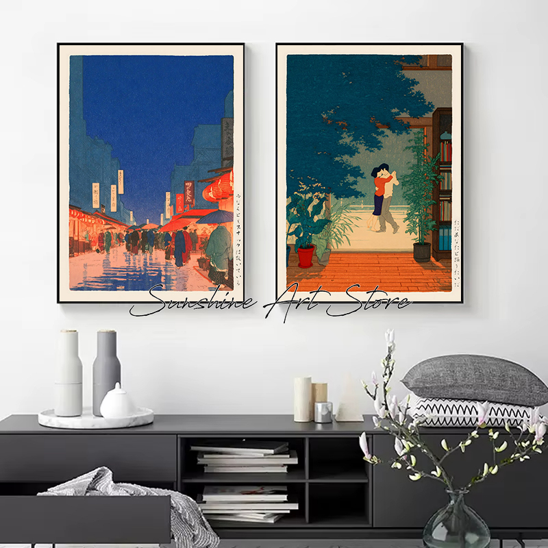ヴィンテージ草尾河瀬風ミニマリスト自然風景日本のレトロ美術ポ - Japanese Minimalist Lifestyle のレビューと価格